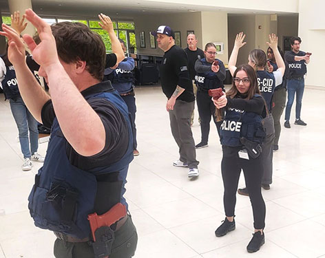 An image of SHU students training with the IRS