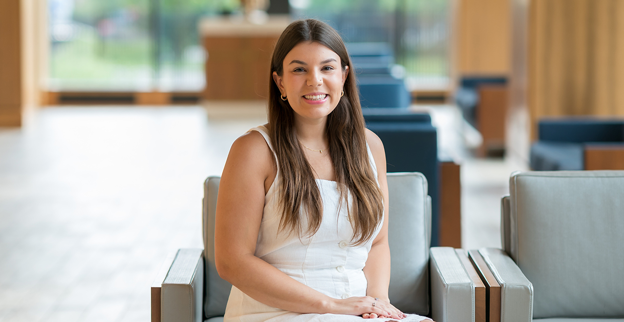 A photo of Presidents Hall from across the University Green. Isabella Ambrogio